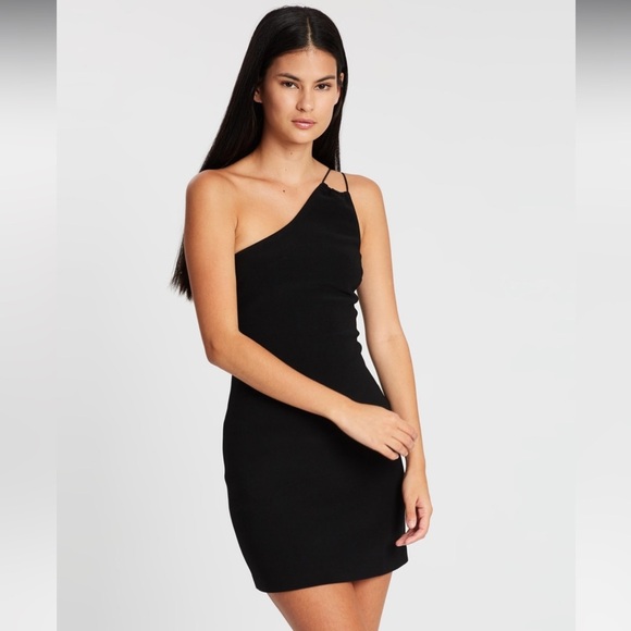 NWT Zara black and white one shoulder mini dress Sz Small - Picture 2 of 5